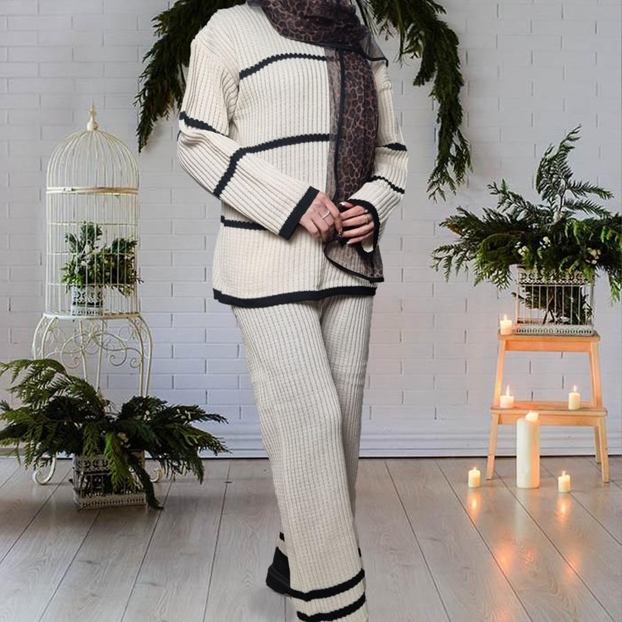 ست بلوز شلوار بافت زنانه Sita_Cream مدل 3857