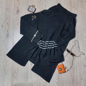 ست بلوز شلوار بافت زنانه Parnia_Black مدل 3860