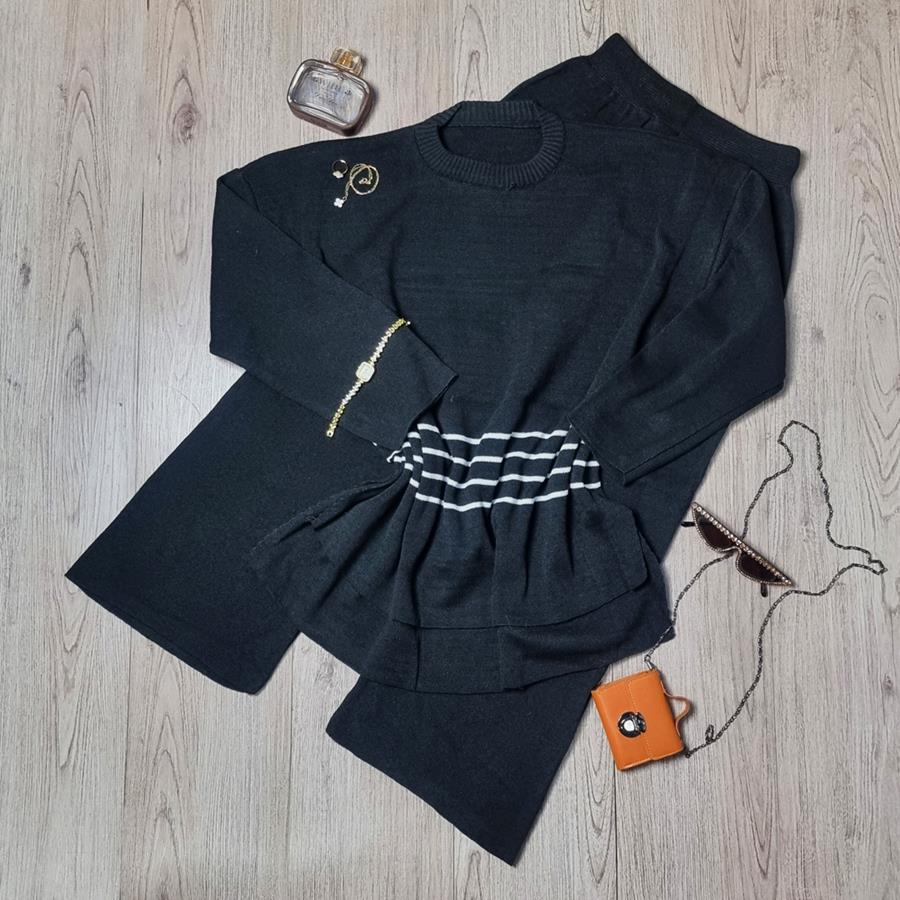 ست بلوز شلوار بافت زنانه Parnia_Black مدل 3860
