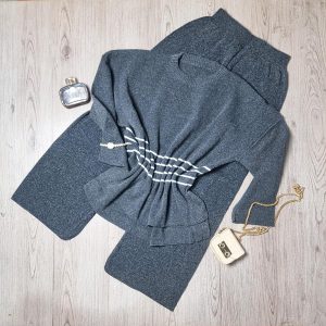 ست بلوز شلوار بافت زنانه Parnia_Charcoal مدل 3864