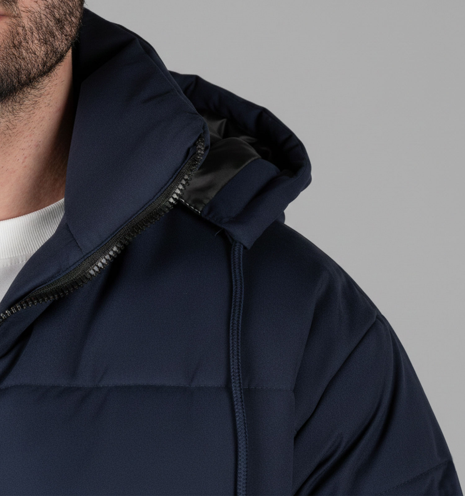 کاپشن اسپرت مموری مردانه بادی سرمه ای مدل 49323