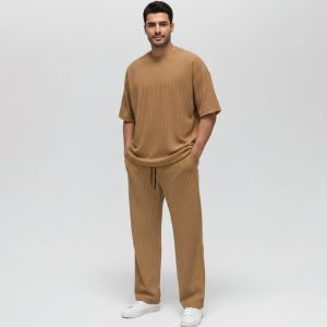 ست مردانه تیشرت شلوار پارچه کبریتی مدل 49391