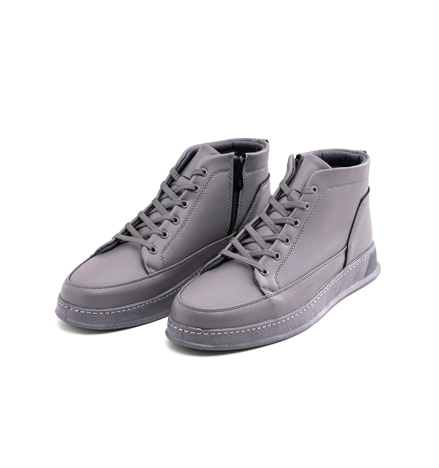 نیم بوت چرم مصنوعی مردانه طوسی زیپ دار مدل 49395