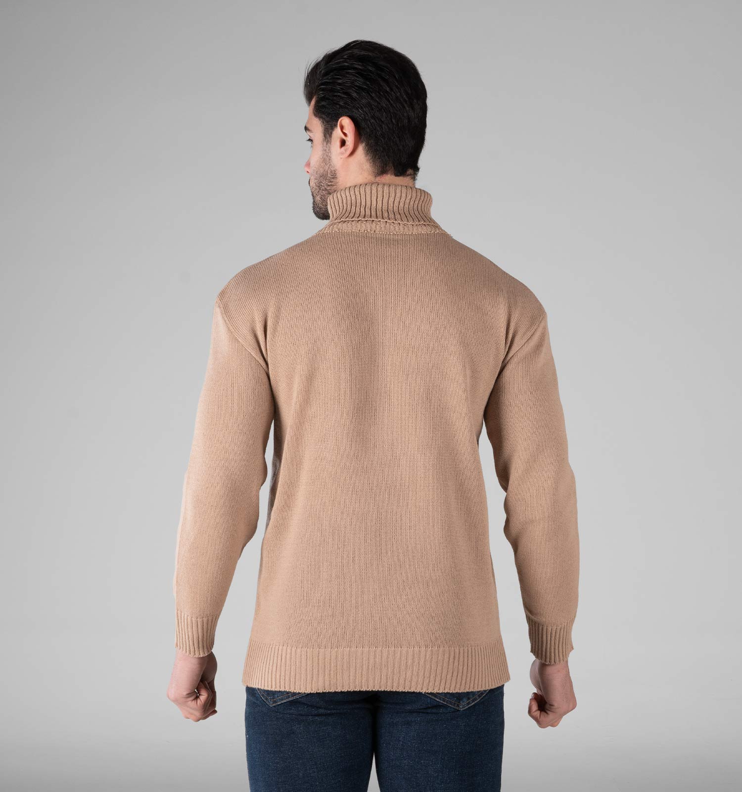 بافت مردانه یقه اسکی فری سایز ساده مدل 49426