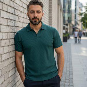 تیشرت میله ای یقه دار tavar سبز