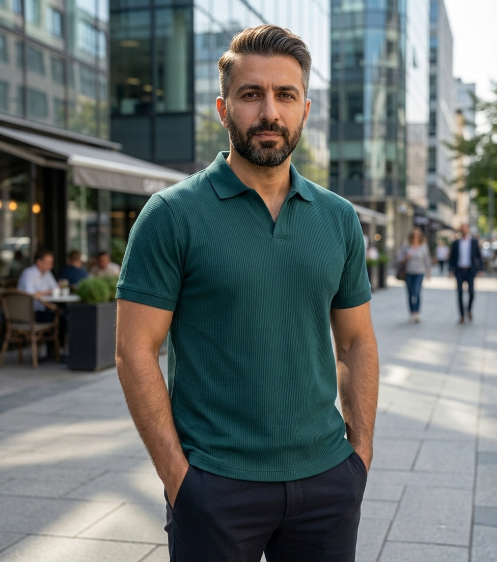 تیشرت میله ای یقه دار tavar سبز