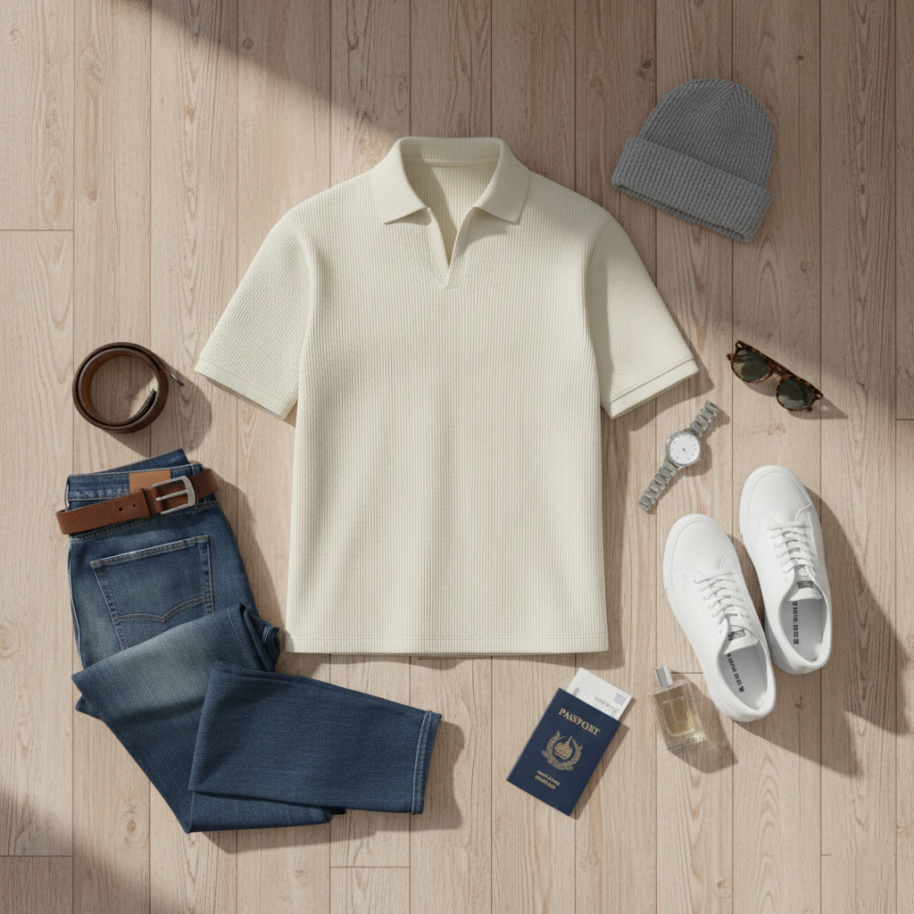 تیشرت میله ای یقه دار tavar سفید