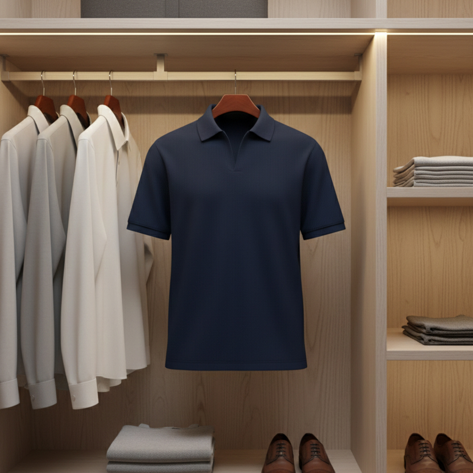 تیشرت میله ای یقه دار tavar سرمه ای