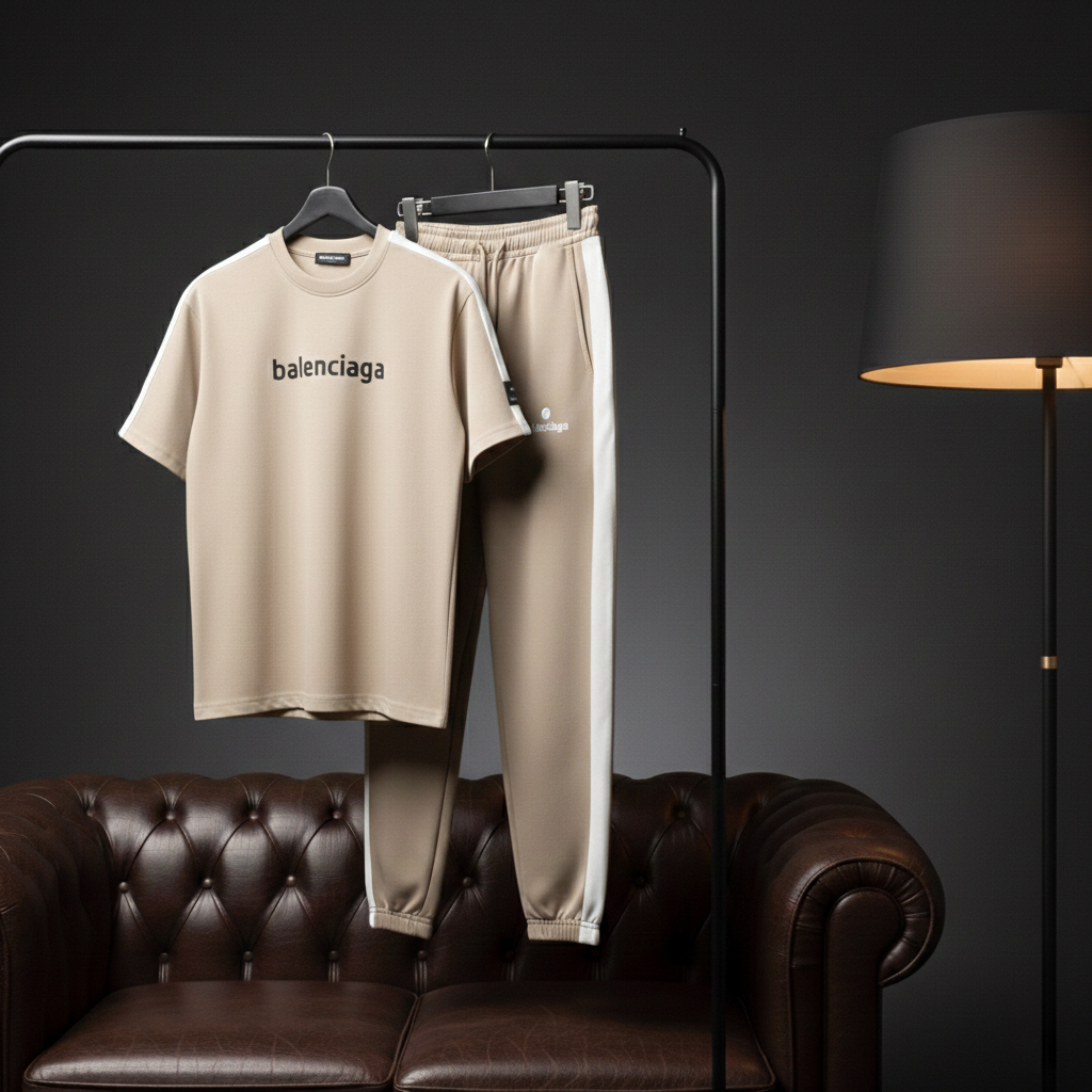 ست تیشرت شلوار مردانه بنگال کش Balenciaga کرم