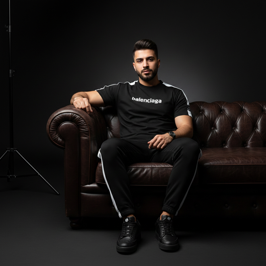 ست تیشرت شلوار مردانه بنگال کش Balenciaga مشکی