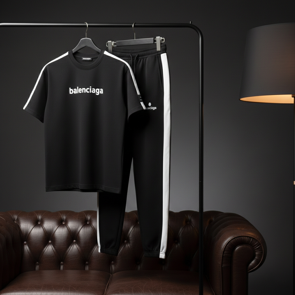 ست تیشرت شلوار مردانه بنگال کش Balenciaga مشکی