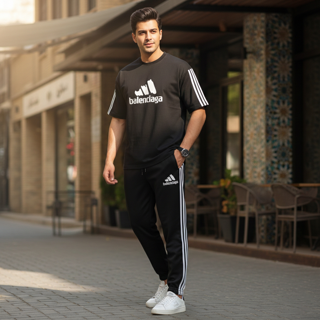 ست تیشرت شلوار مردانه بالنسیگا مدل Sorena مشکی