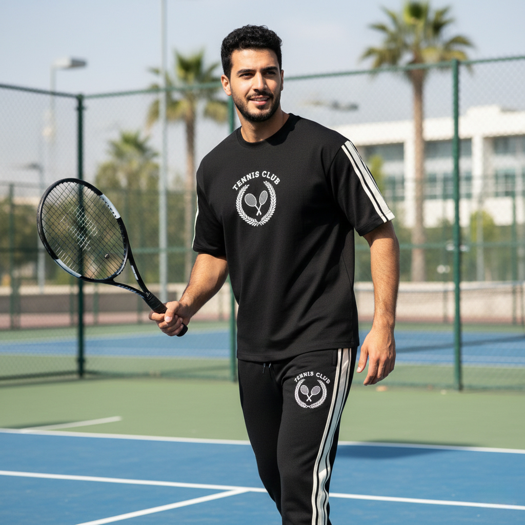 ست تیشرت شلوار مردانه مدل Tennis Club مشکی