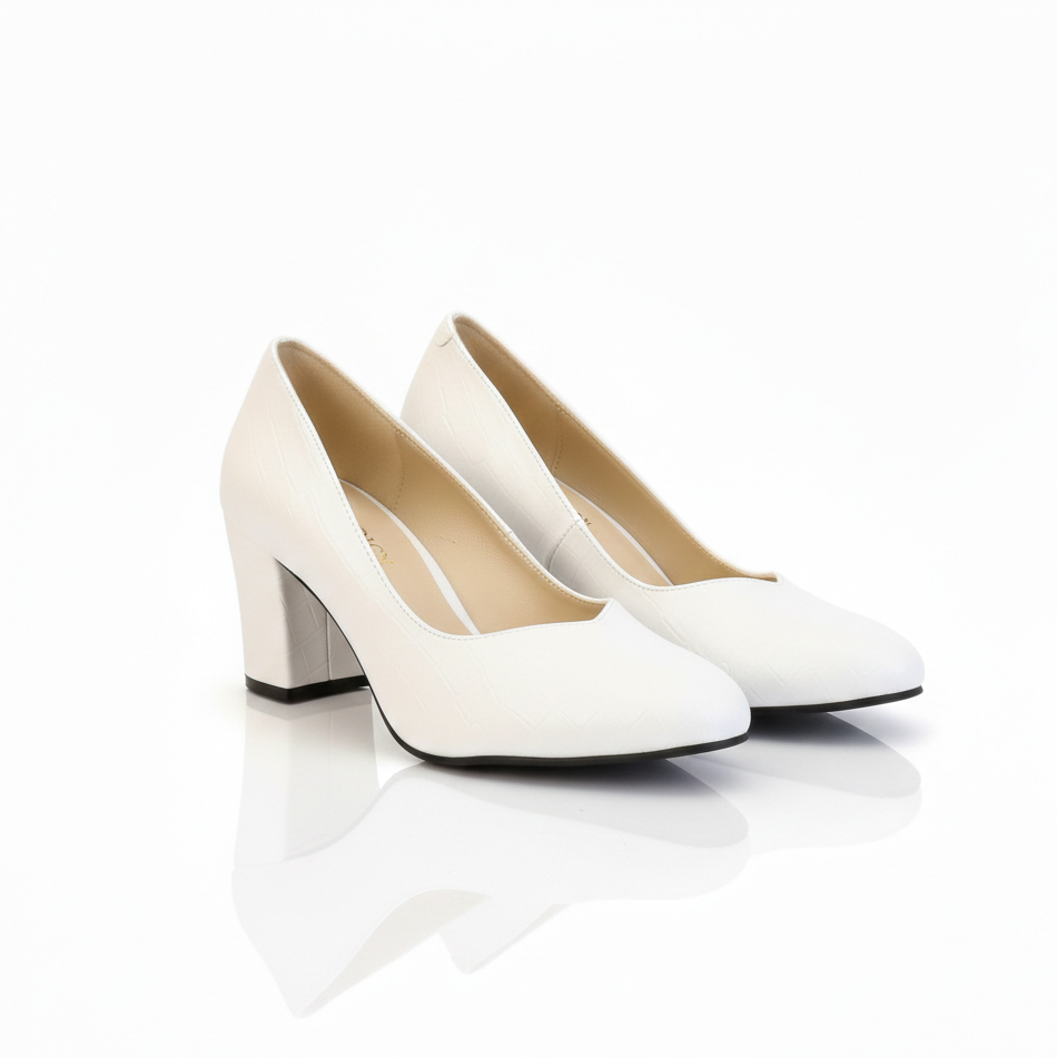 کفش مجلسی زنانه پاشنه 7 سانتی مدل روژان سفید