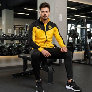 پکیج ست سویشرت شلوار دورتموند مردانه مدل BVB09 کفش ورزشی مردانه Nike مدل Tigo زیره سفید مشکی