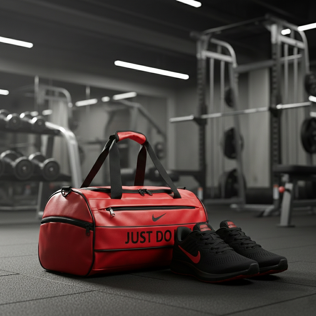 پکیج کفش ورزشی tigo مشکی قرمز ساک ورزشی نایکی just do it