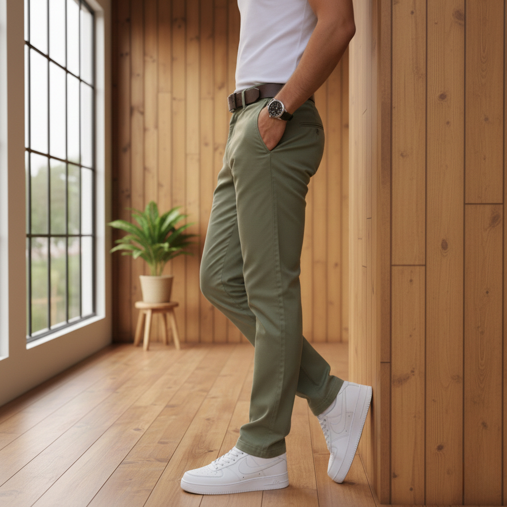 شلوار مردانه بنگال کش دم پا ساده مدل Behnam سبز