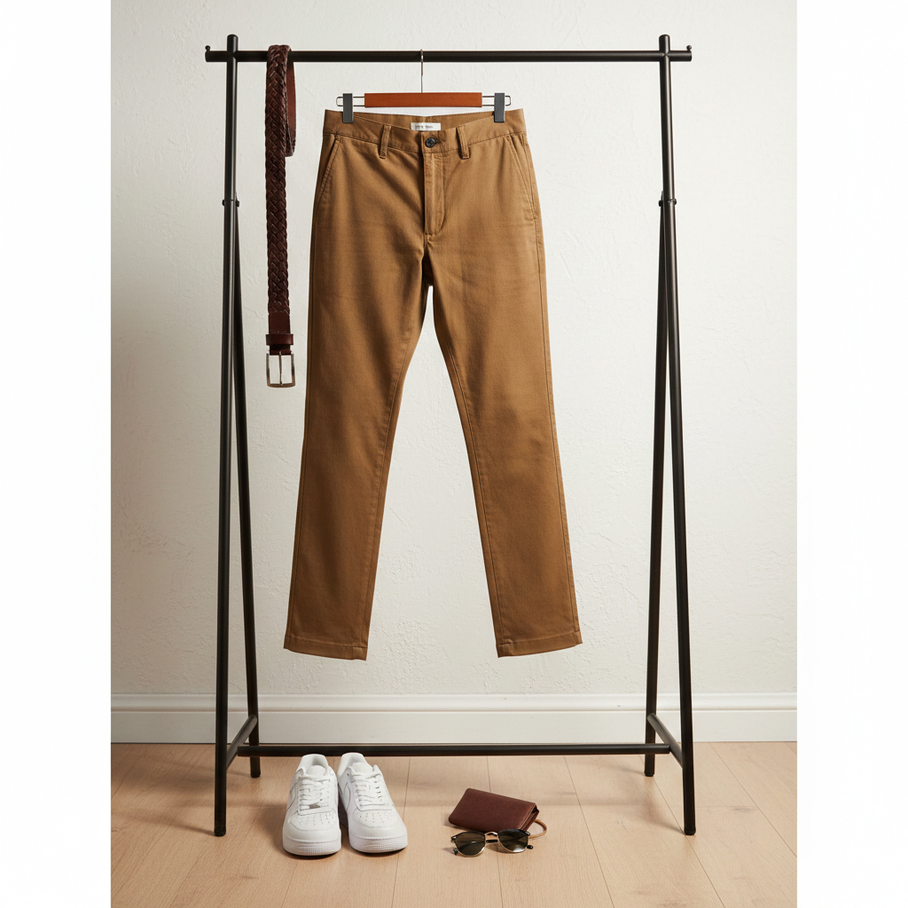 شلوار مردانه بنگال کش دم پا ساده مدل Behnam خاکی