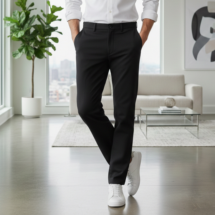 شلوار مردانه بنگال کش دم پا ساده مدل Behnam مشکی