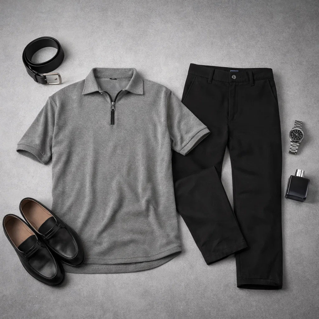 پکیج ست مردانه تیشرت نیم زیپ شلوار مدل Omid