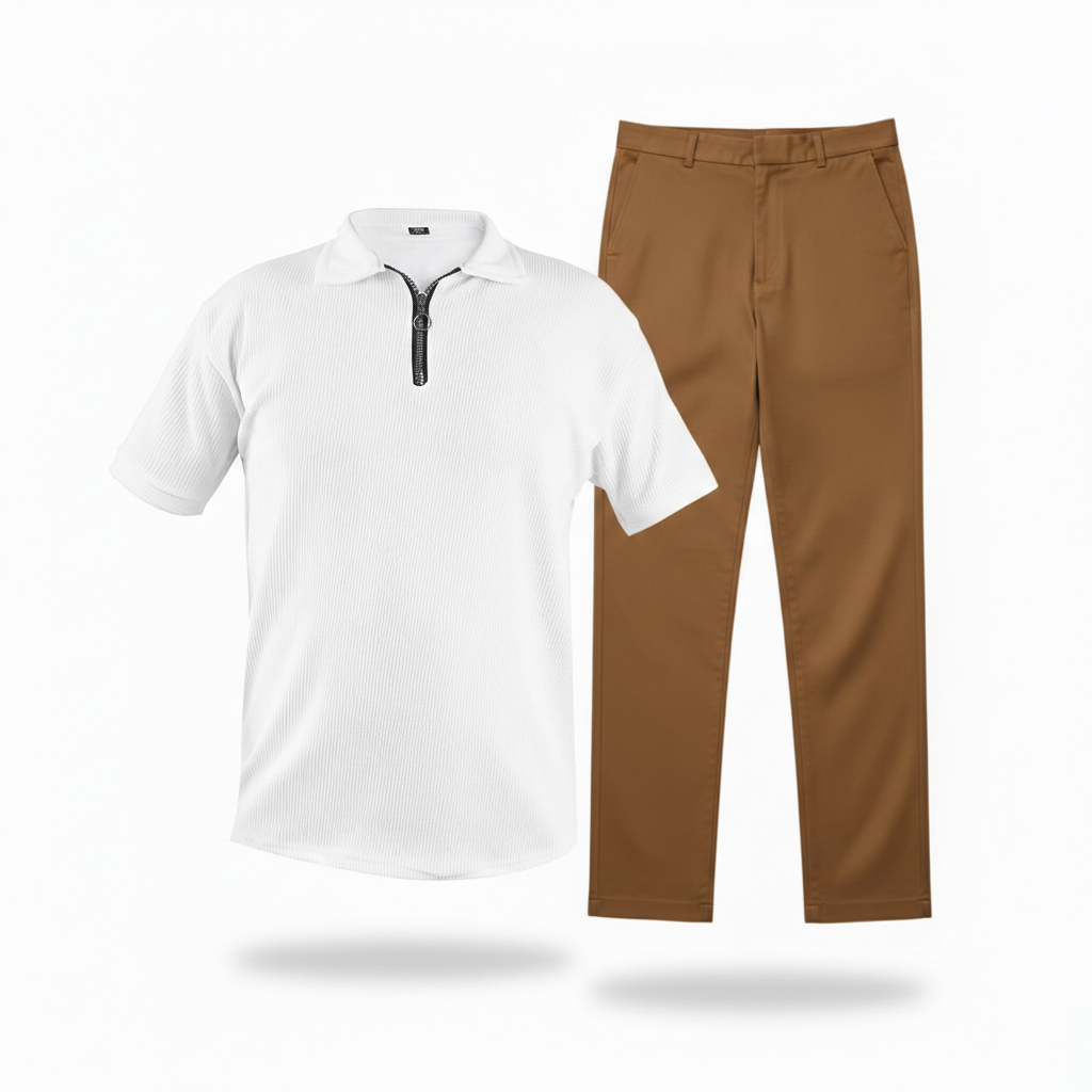 پکیج ست مردانه تیشرت نیم زیپ شلوار مدل Rayan