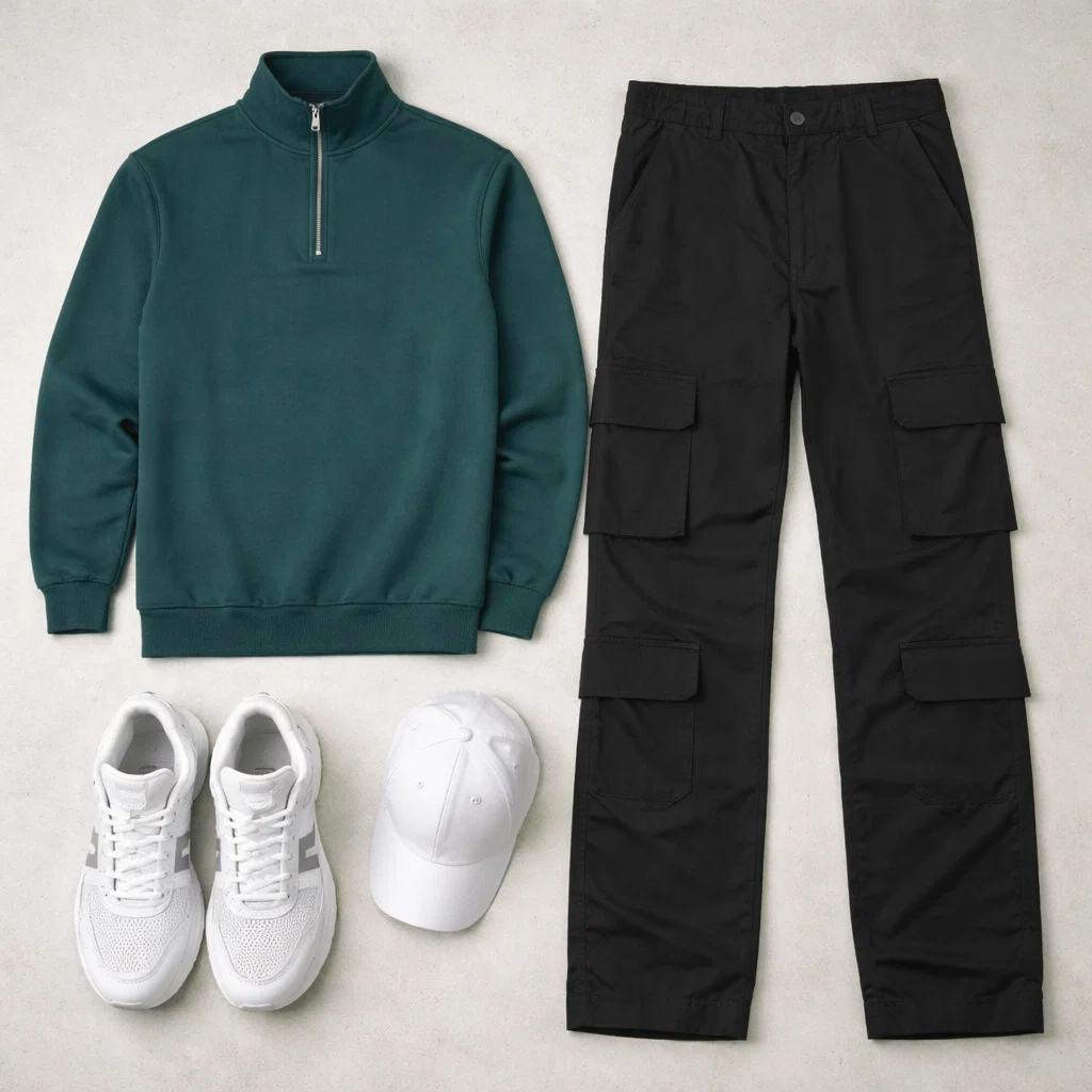 پکیج مردانه دورس نیم زیپ شلوار بنگال مدل Nakisa