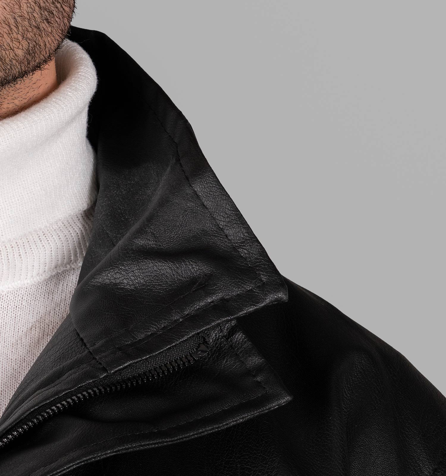 کاپشن اسپرت چرم مصنوعی مردانه مشکی مدل 49356