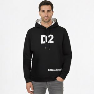 هودی مردانه کلاهدار مشکی طرحدار مدل 49440