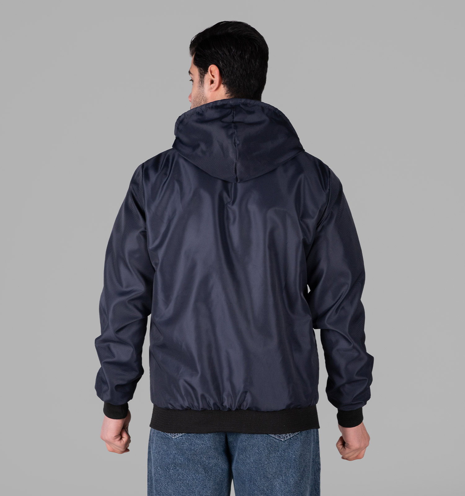 کاپشن مردانه بادگیر سرمه ای مدل 49348