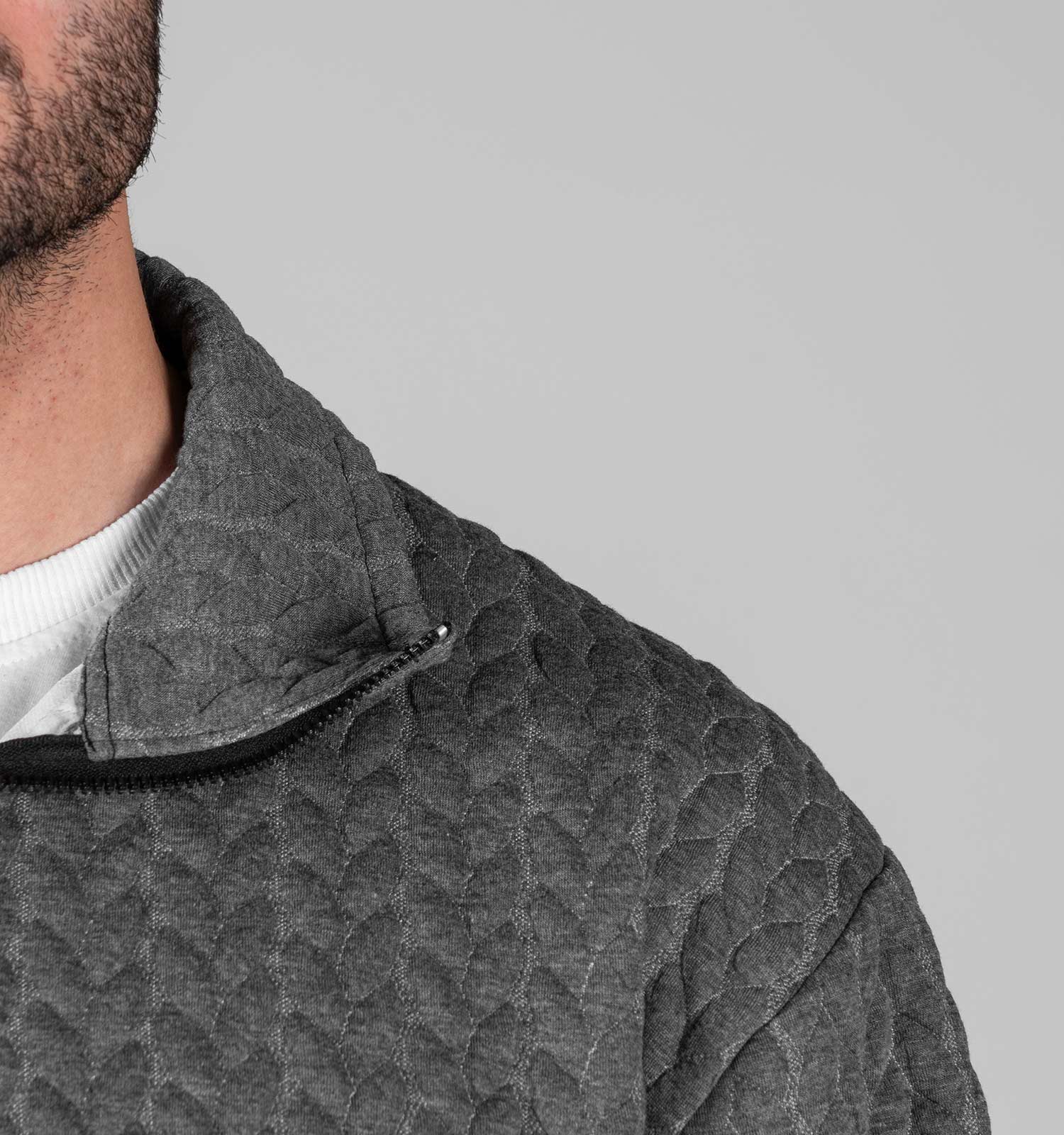 بلوز نیم زیپ مردانه طوسی طرحدار مدل 49396