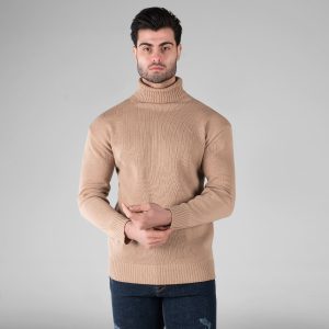 بافت مردانه یقه اسکی فری سایز ساده مدل 49426