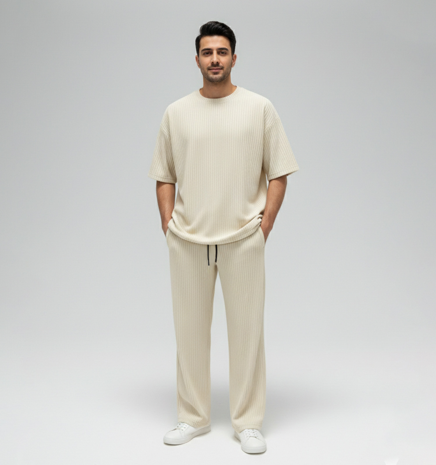 ست مردانه تیشرت شلوار پارچه کبریتی مدل 49389