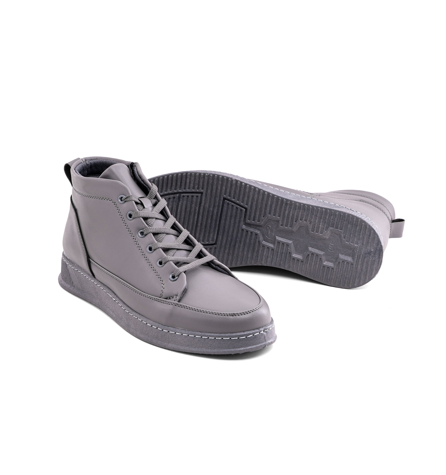 نیم بوت چرم مصنوعی مردانه طوسی زیپ دار مدل 49395