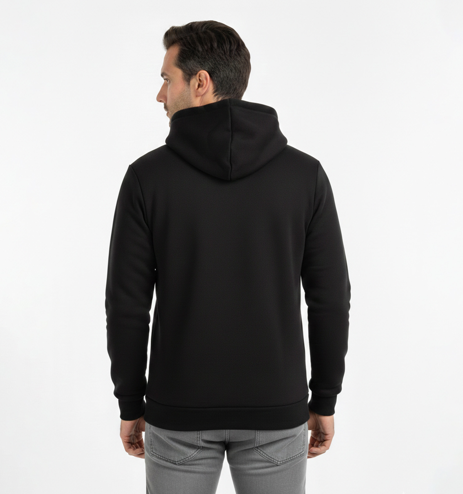 هودی مردانه کلاهدار مشکی طرحدار مدل 49440