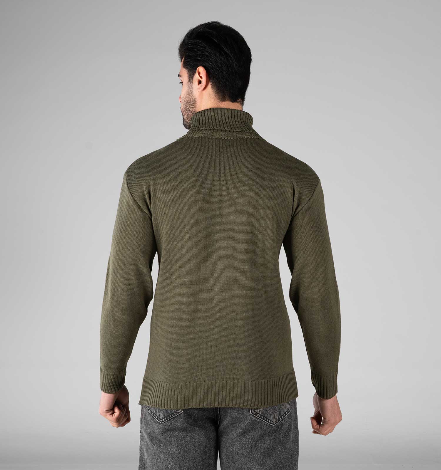 بافت مردانه یقه اسکی فری سایز ساده مدل 49427