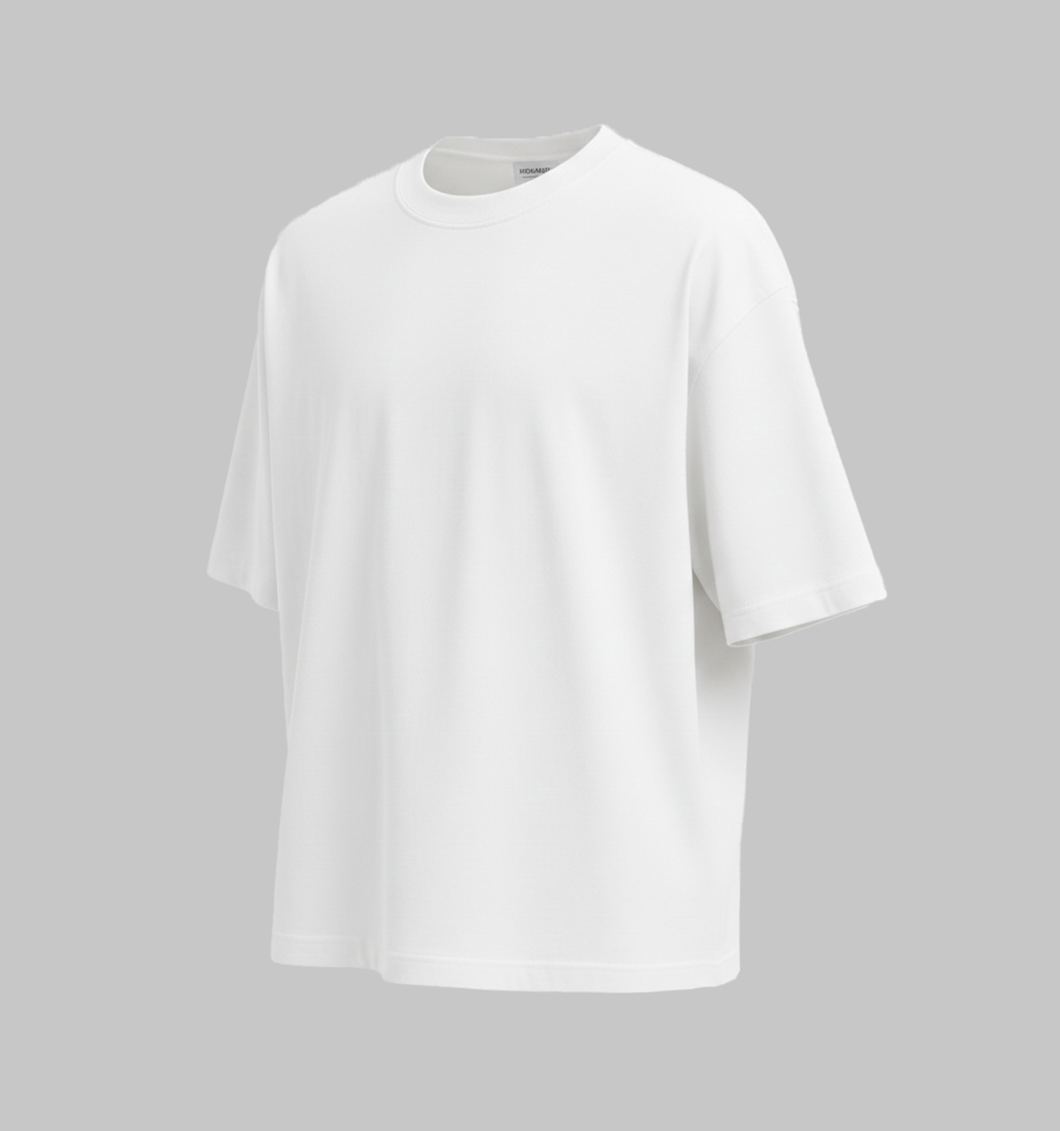 تیشرت یقه گرد مردانه باکسی سفید نخ پنبه بیسیک مدل 49484