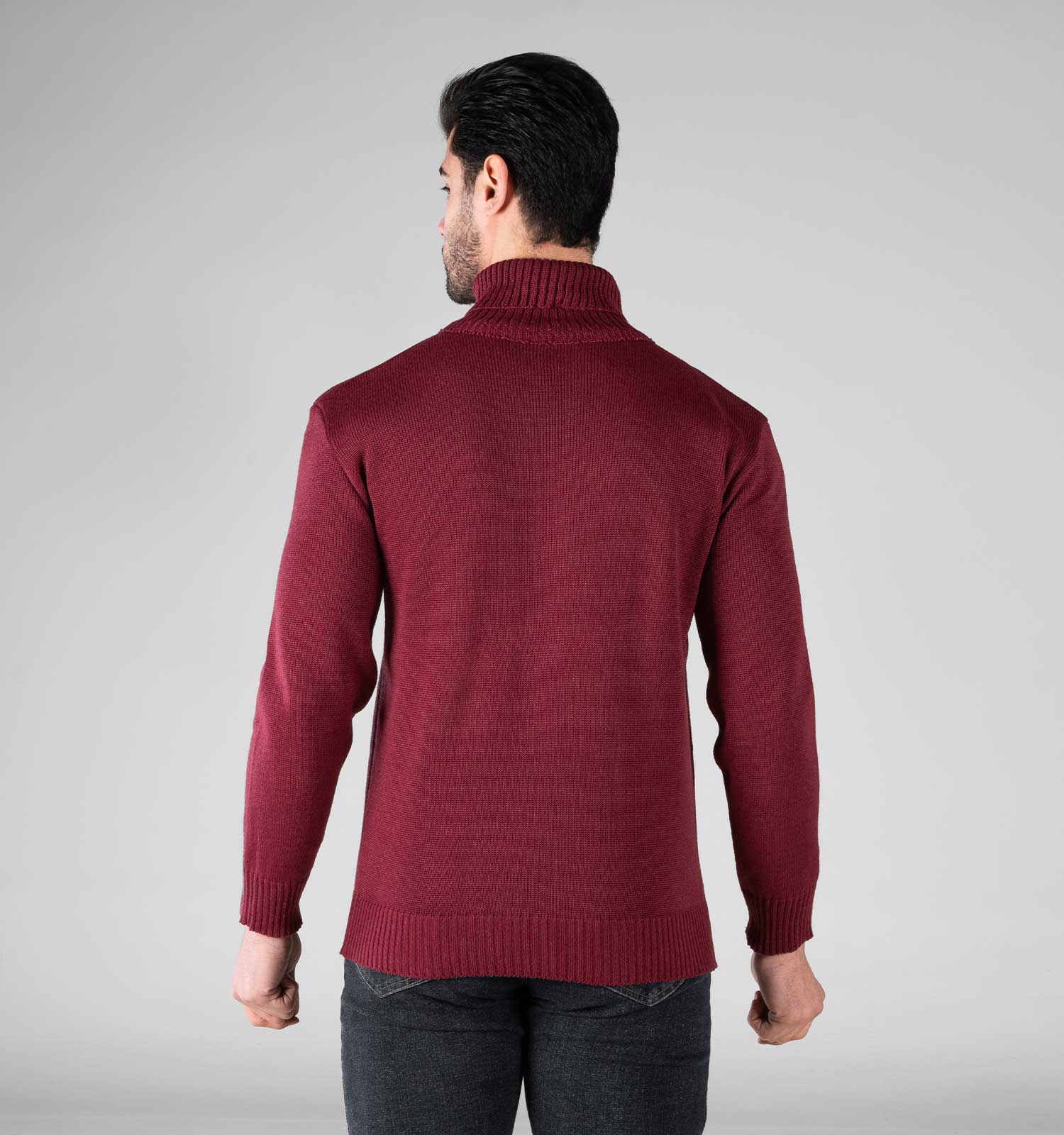 بافت مردانه یقه اسکی فری سایز ساده مدل 49425