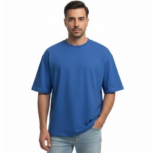 تیشرت یقه گرد مردانه باکسی نخ پنبه بیسیک مدل 49504