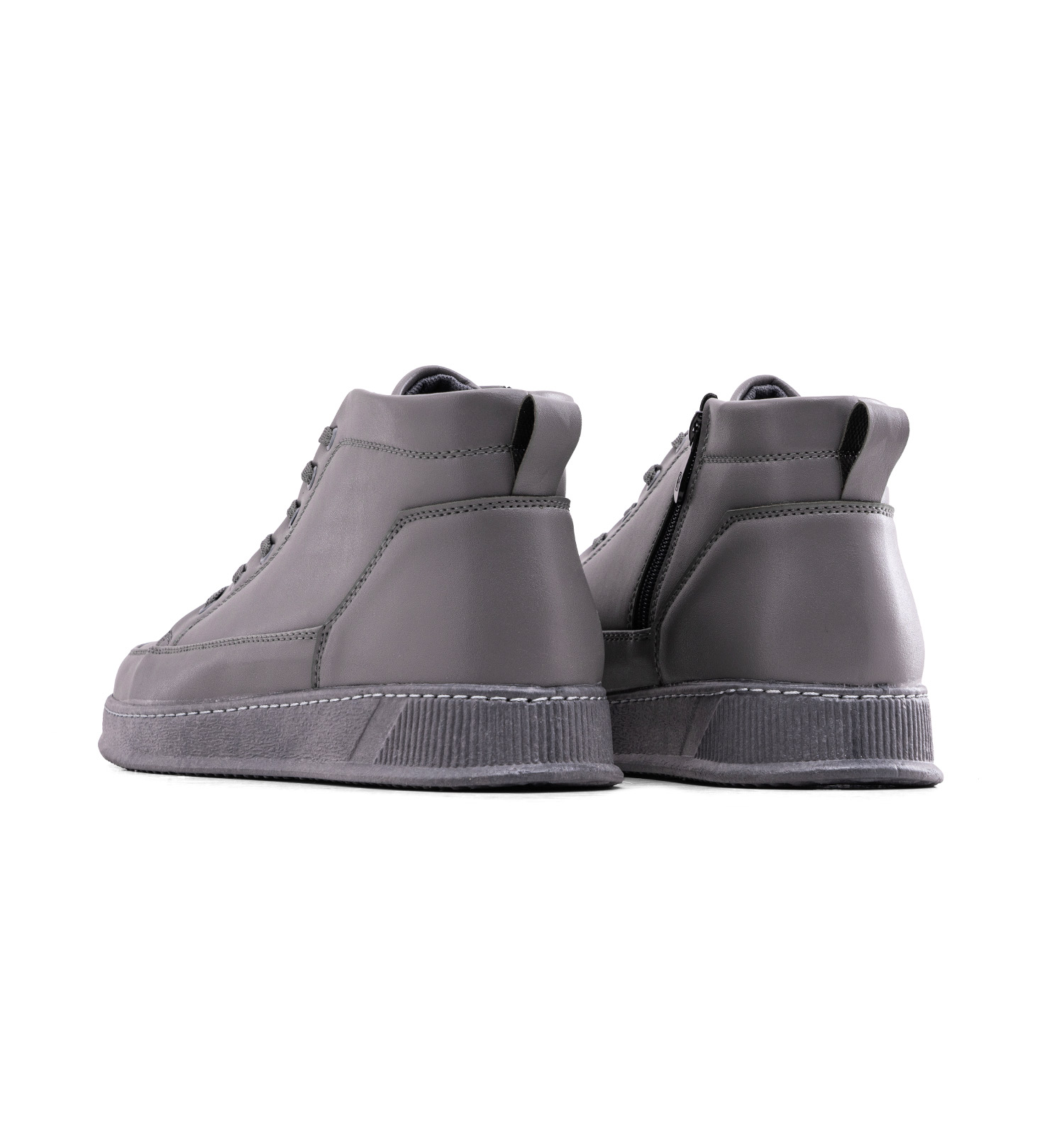 نیم بوت چرم مصنوعی مردانه طوسی زیپ دار مدل 49395