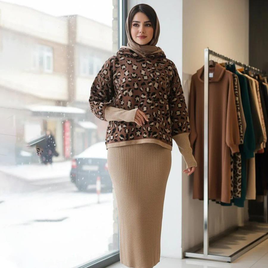 ست بلوز سارافون بافت زنانه Deniz_Cream مدل 3846