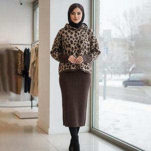 ست بلوز سارافون بافت زنانه Deniz_Chocolate مدل 3848