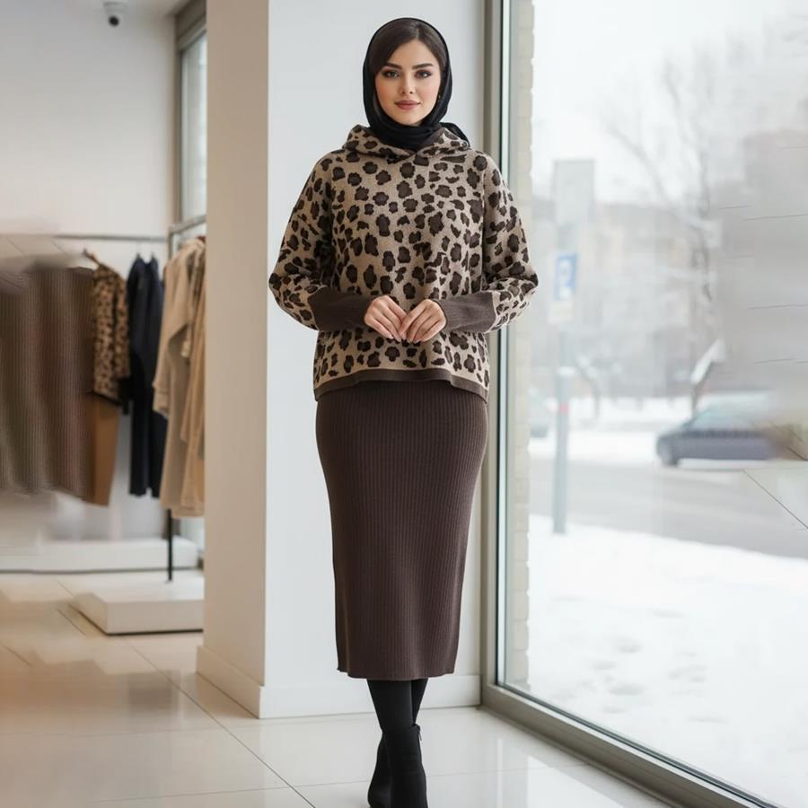 ست بلوز سارافون بافت زنانه Deniz_Chocolate مدل 3848