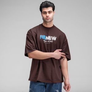 تیشرت یقه گرد مردانه باکسی ماکان طرحدار مدل 49529
