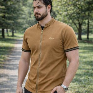 پیراهن نیم آستین مردانه مدل soprx کرمی کد6306