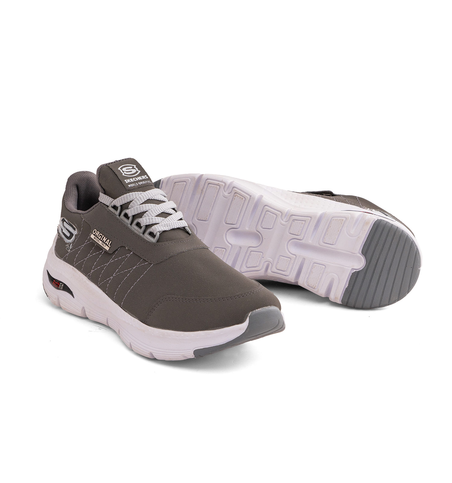 کفش روزمره مردانه Skechers چرم مصنوعی بنددار طوسی مدل 49475
