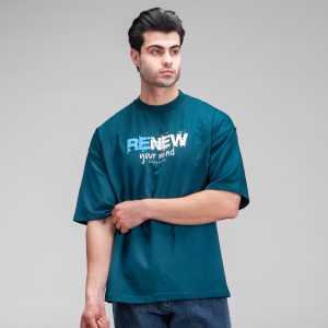 تیشرت یقه گرد مردانه باکسی ماکان طرحدار مدل 49531