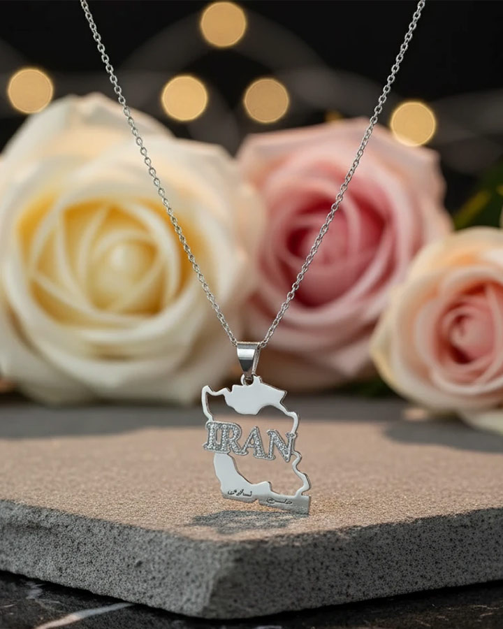 گردنبند نقره ای ایران کد 6495