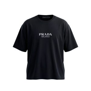 تیشرت Prada یقه گرد مردانه مشکی دورس پنبه طرحدار مدل 49673