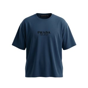 تیشرت Prada یقه گرد مردانه طوسی دورس پنبه طرحدار مدل 49670