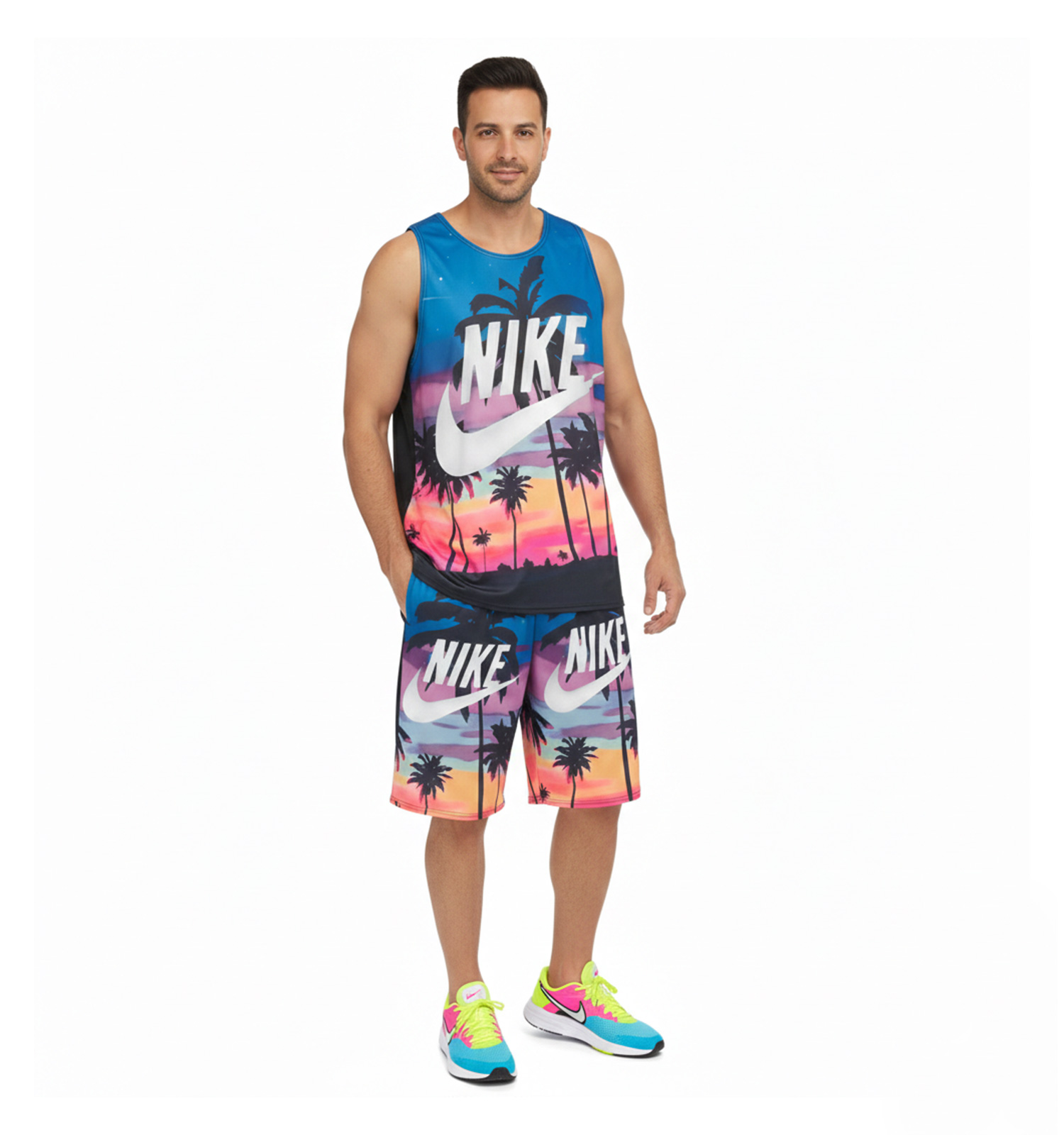 ست رکابی شلوارک مردانه Nike یقه گرد مدل 49457